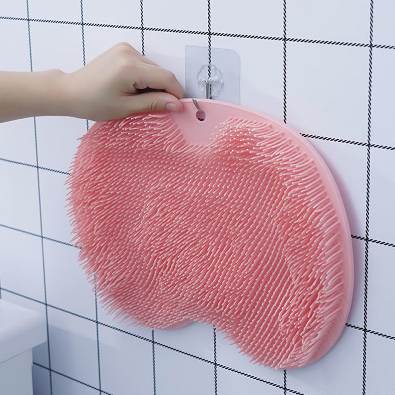 Shower Foot & Back Scrubber Mat Hands Free Foot Massager Mat with Non-Slip Suction Cups, Wall Mounted Silicone Bathroom Wash Foot Pad Exfoliating Dead Skin Foot Brush